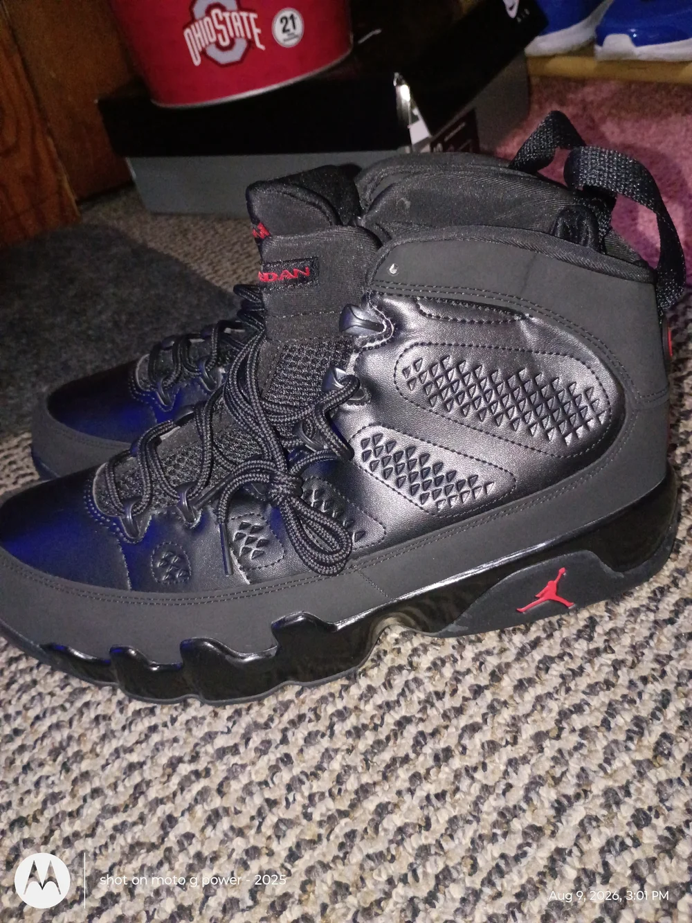 Jordan 9s  Men’s Black Red High-Top Basketball Shoes